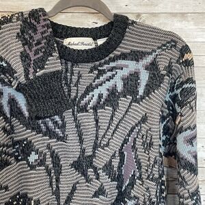 Vintage 80s-90s Michael Gerald Mens M Sweater Geometric Cosby Grandpa Knit READ